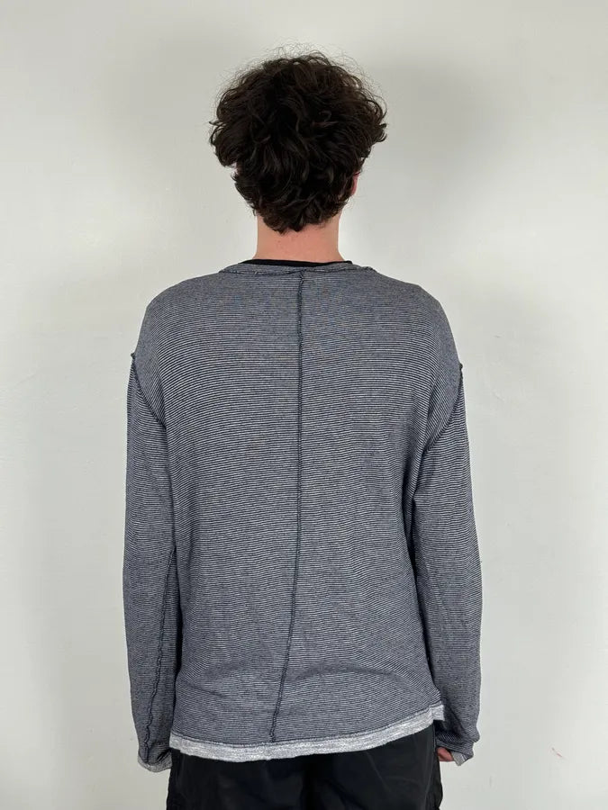 2010s Dolce & Gabbana Grey Striped Henley Longsleeves EWJushb 2