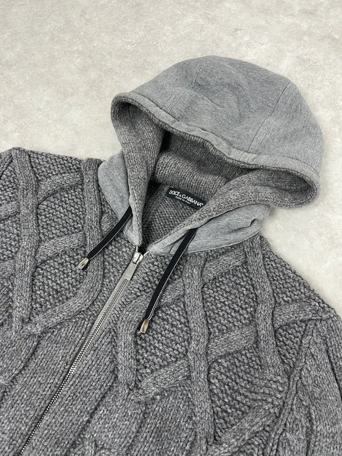 2010s Dolce & Gabbana Grey Wool Zip-up Hoodie PyRXOZB 3