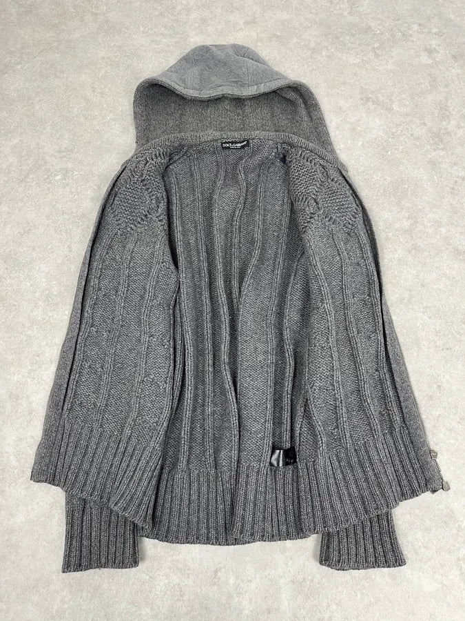 2010s Dolce & Gabbana Grey Wool Zip-up Hoodie PyRXOZB 7