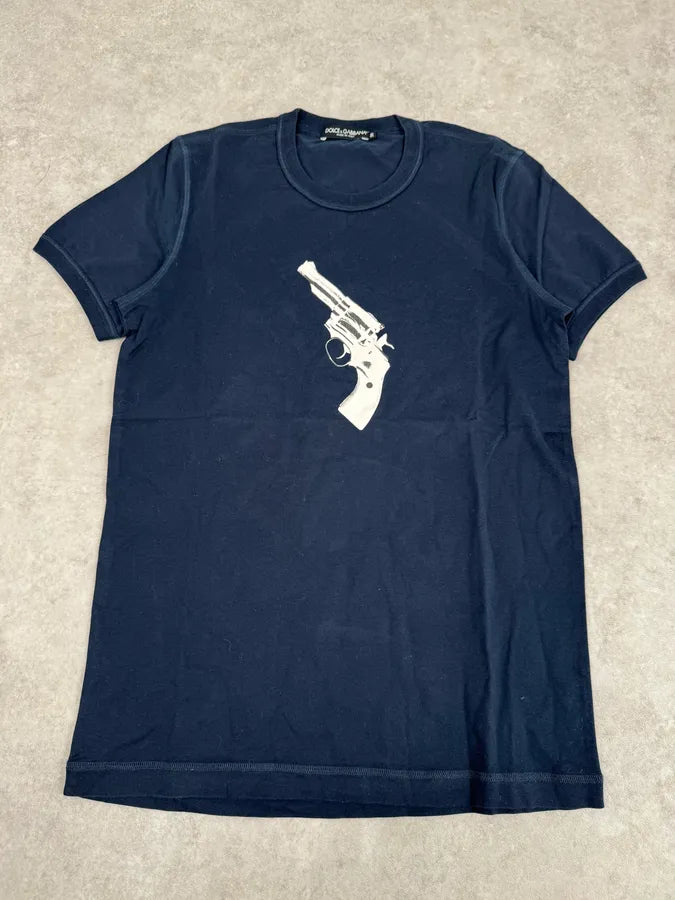 2010s Dolce & Gabbana Gun Navy T-Shirt StrRpAN 0