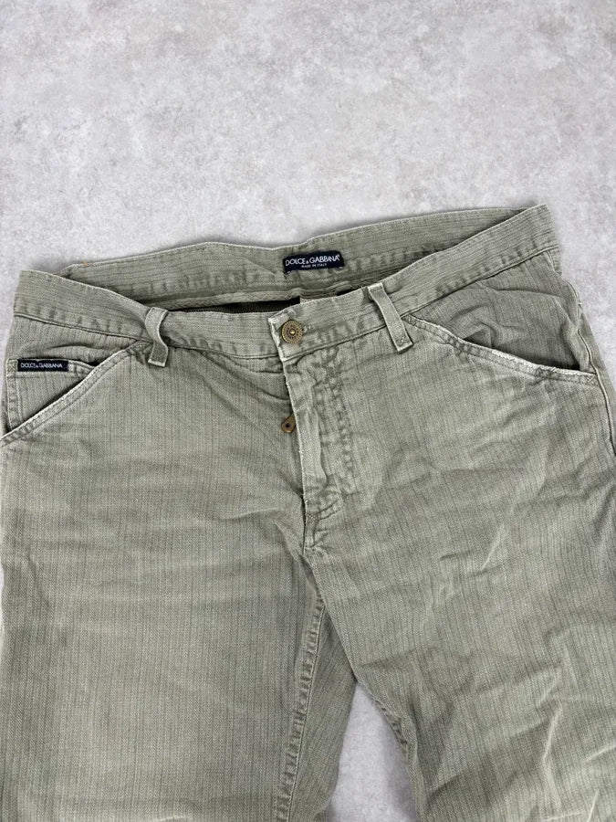 2000s Dolce & Gabbana Khaki Green Straight Cozy Pants tILOQZk 4