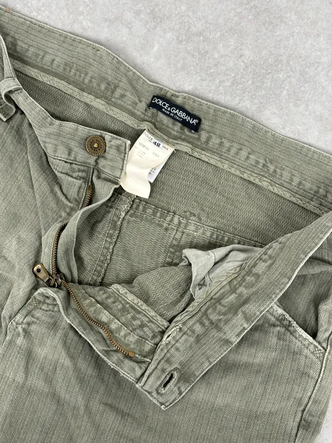 2000s Dolce & Gabbana Khaki Green Straight Cozy Pants tILOQZk 10