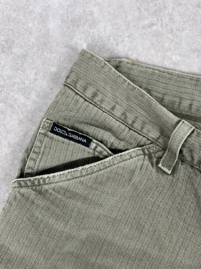 2000s Dolce & Gabbana Khaki Green Straight Cozy Pants tILOQZk 8
