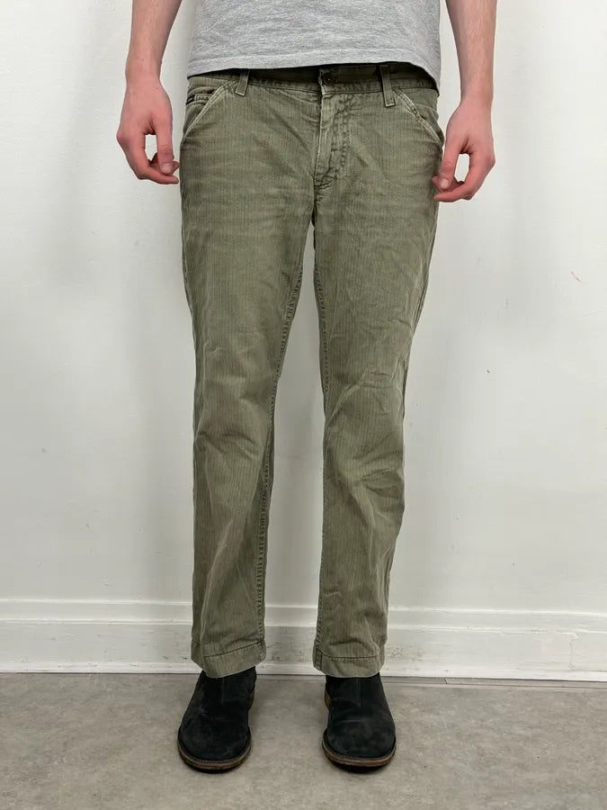 2000s Dolce & Gabbana Khaki Green Straight Cozy Pants tILOQZk 1