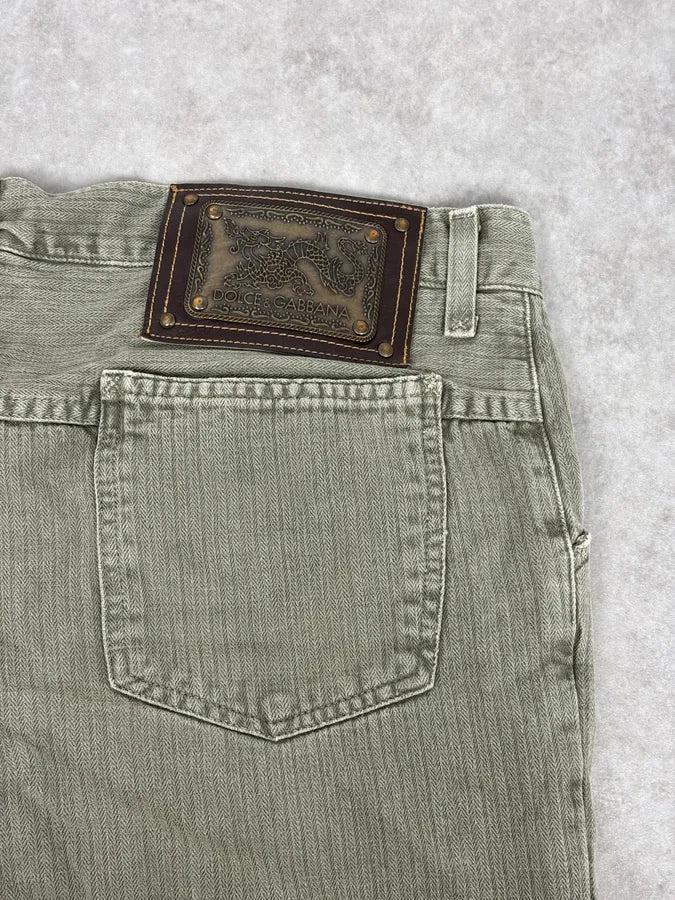 2000s Dolce & Gabbana Khaki Green Straight Cozy Pants tILOQZk 7