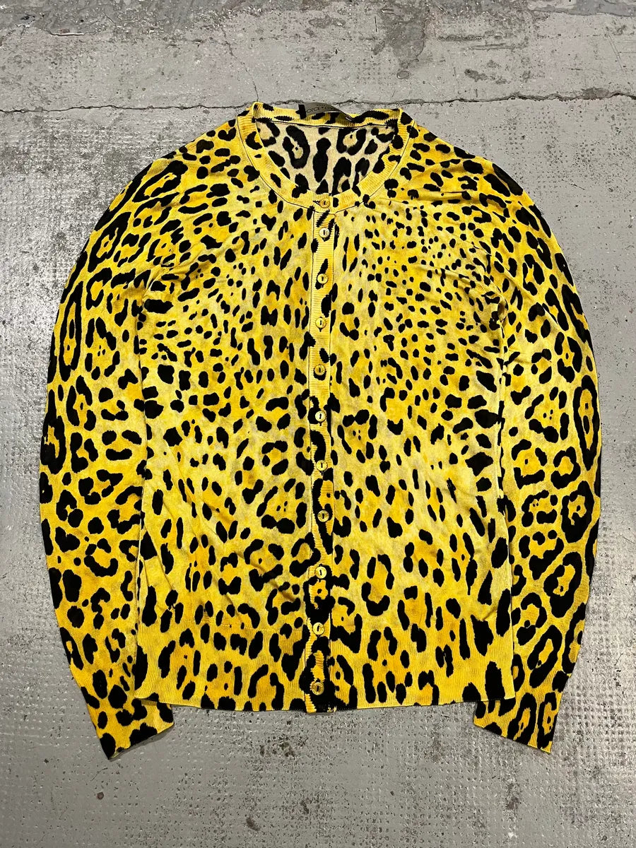 2010s Dolce & Gabbana Leopard Black & Yellow Cardigan FNAEPbb 0