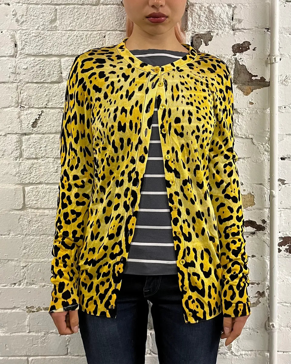 2010s Dolce & Gabbana Leopard Black & Yellow Cardigan FNAEPbb 1
