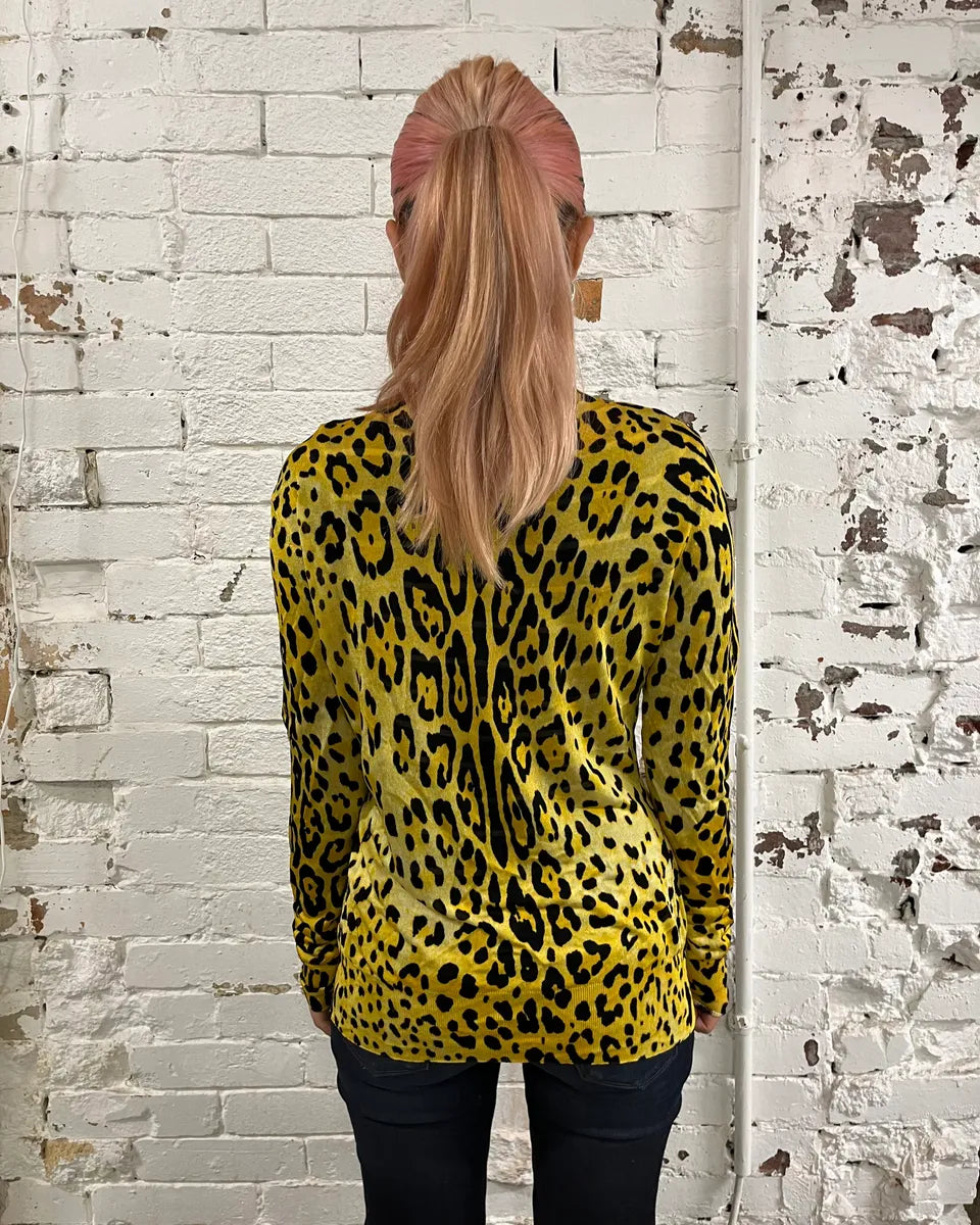 2010s Dolce & Gabbana Leopard Black & Yellow Cardigan FNAEPbb 2