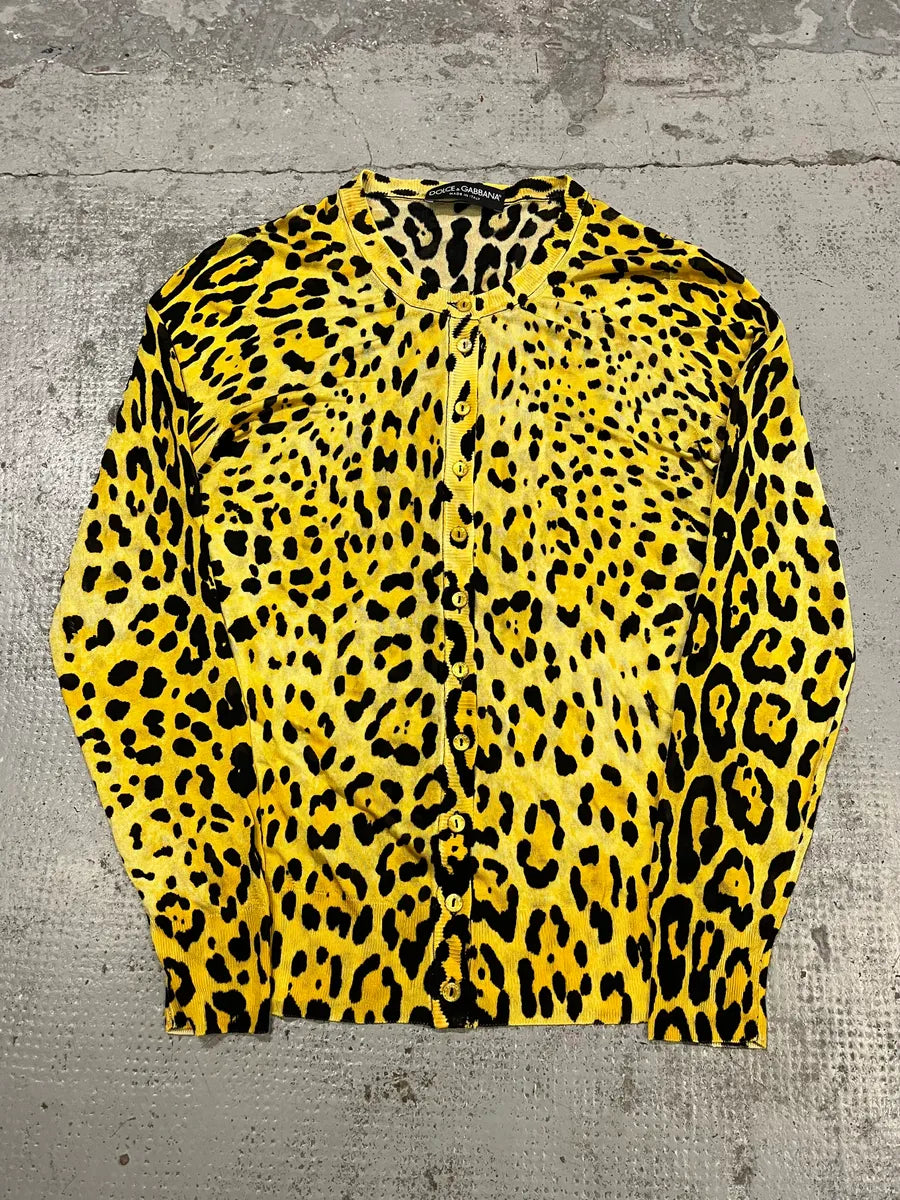 2010s Dolce & Gabbana Leopard Black & Yellow Cardigan FNAEPbb 3