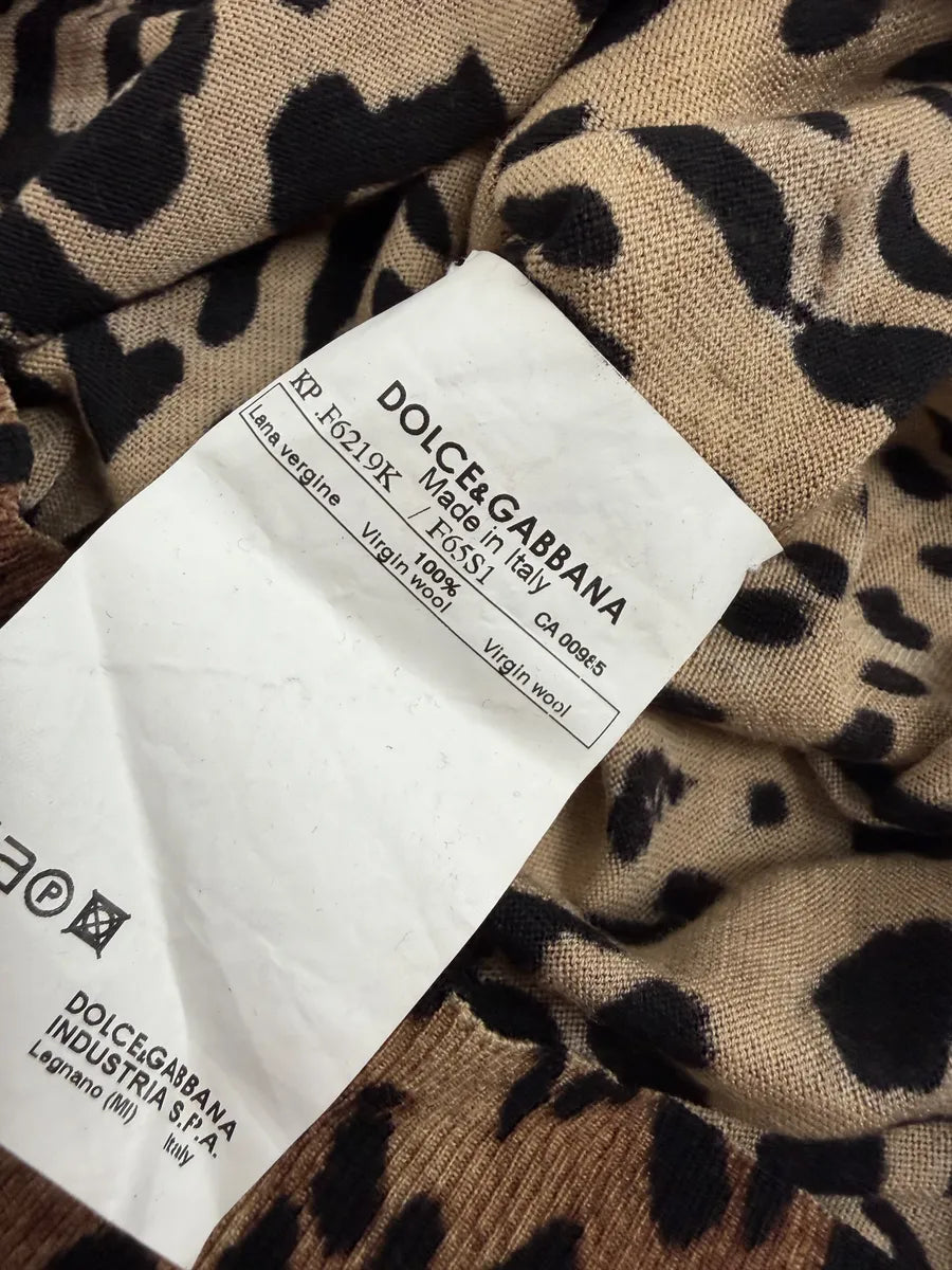 2010s Dolce & Gabbana Leopard Print V Neck Wool Sweater CDhYdoA 5