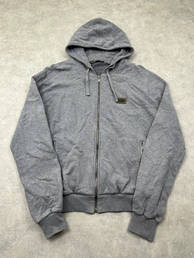 2010s Dolce & Gabbana Logo Patch Grey Zip-Up Hoodie xPeJkrP 3