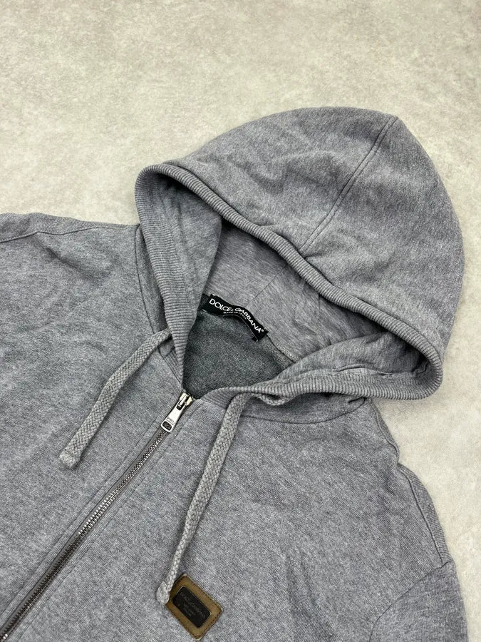 2010s Dolce & Gabbana Logo Patch Grey Zip-Up Hoodie xPeJkrP 4