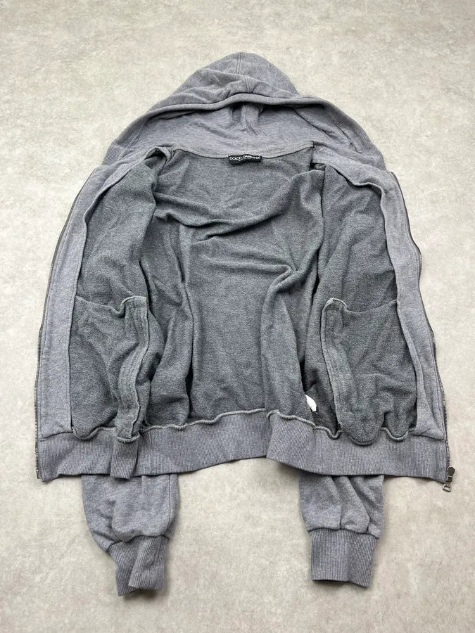 2010s Dolce & Gabbana Logo Patch Grey Zip-Up Hoodie xPeJkrP 8