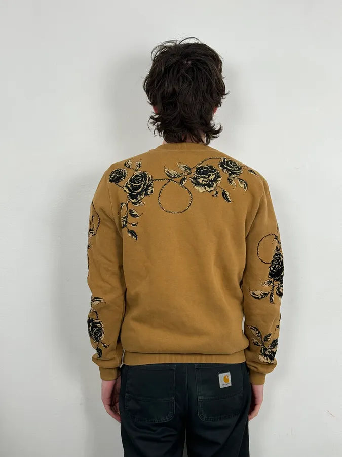 2010s Dolce & Gabbana Mustard Embroidered Black Abstract Crewneck Sweater ecZtgIc 2