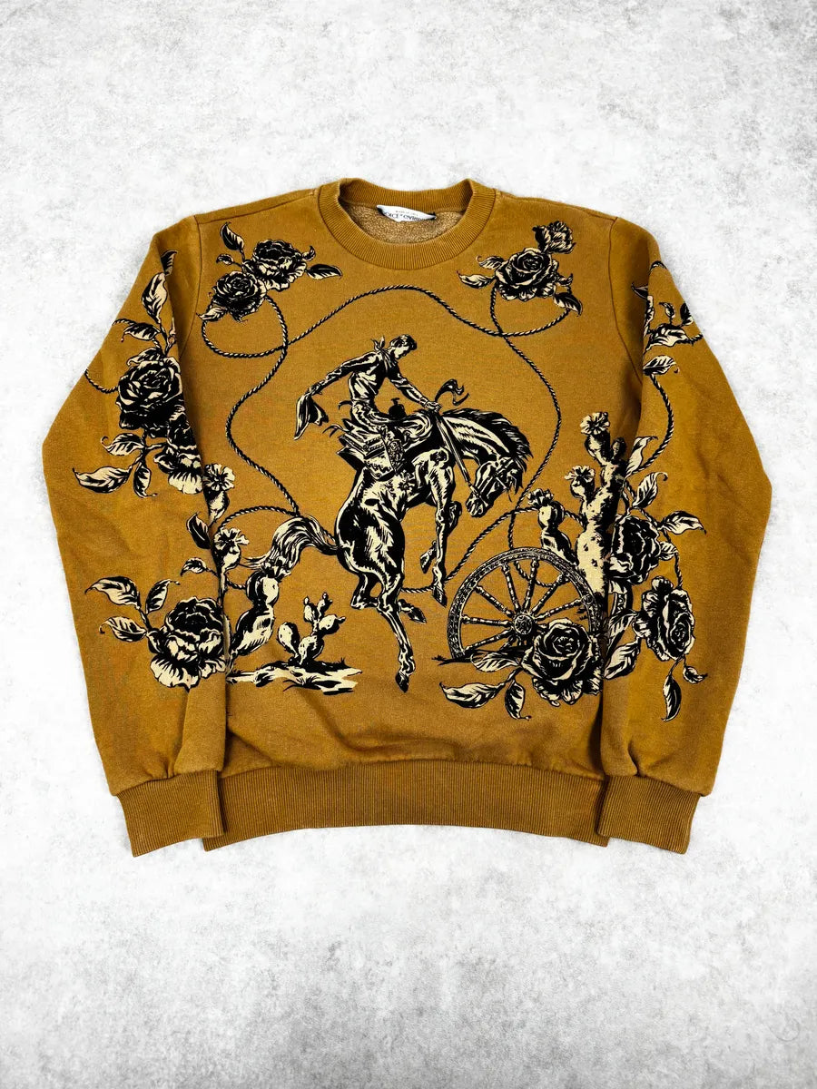 2010s Dolce & Gabbana Mustard Embroidered Black Abstract Crewneck Sweater ecZtgIc 0