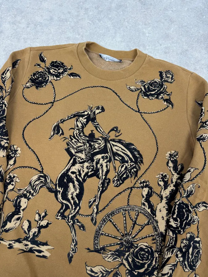 2010s Dolce & Gabbana Mustard Embroidered Black Abstract Crewneck Sweater ecZtgIc 4