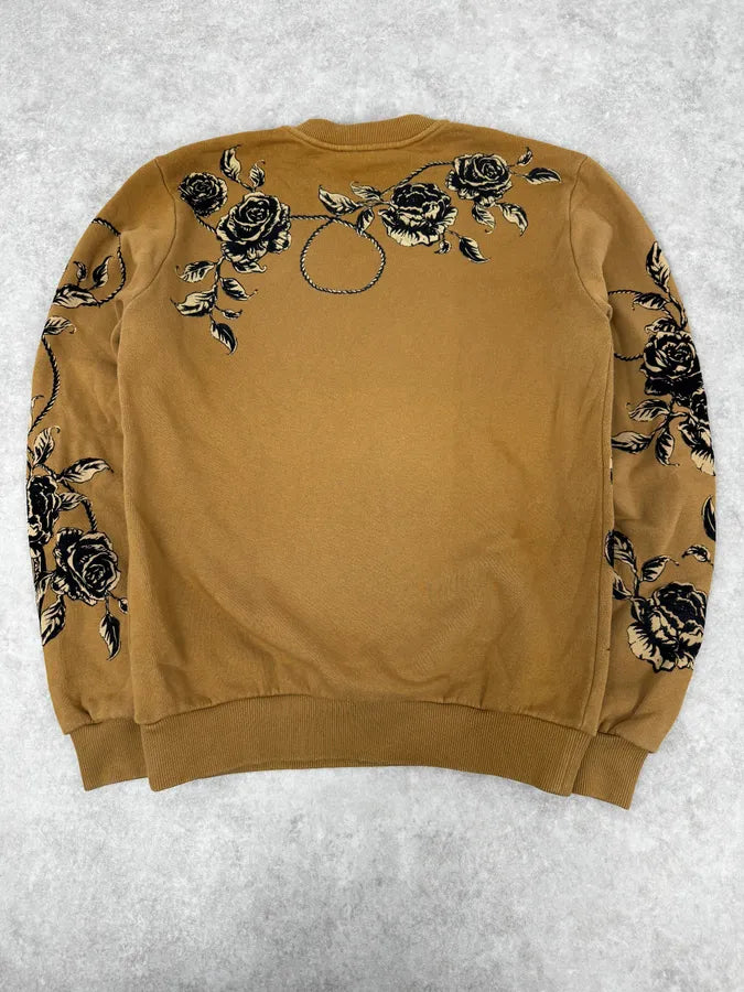 2010s Dolce & Gabbana Mustard Embroidered Black Abstract Crewneck Sweater ecZtgIc 3