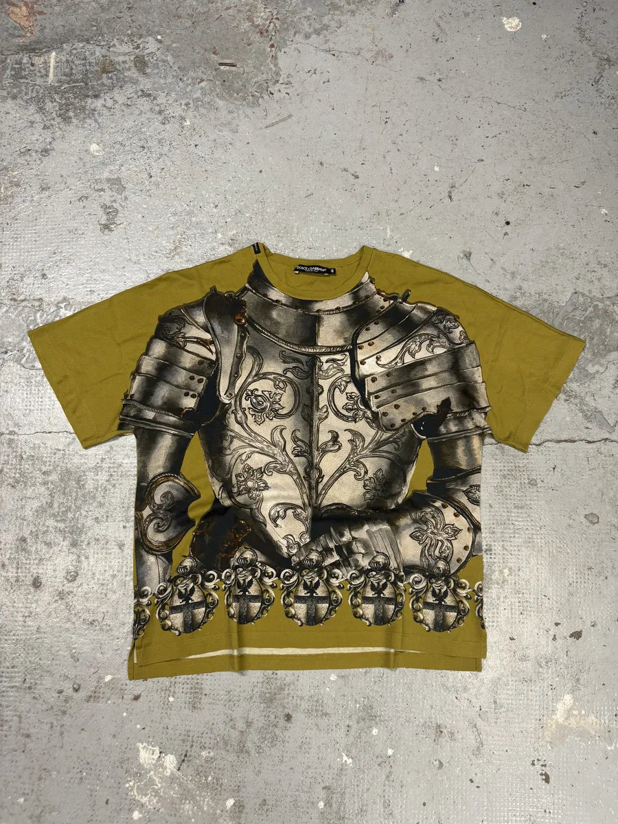 2010s Dolce & Gabbana Mustard Knight Armure T-Shirt exhFVoc 0