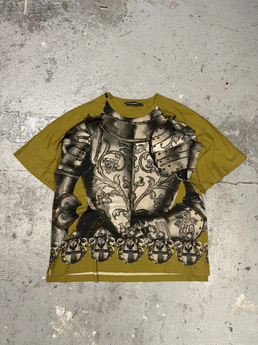 2010s Dolce & Gabbana Mustard Knight Armure T-Shirt exhFVoc 3