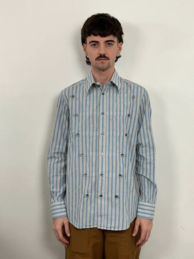 FW2006 Dolce & Gabbana Napoleon Buttoned Blue Lines Shirt fyAoKms 2