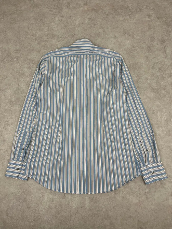 FW2006 Dolce & Gabbana Napoleon Buttoned Blue Lines Shirt fyAoKms 7