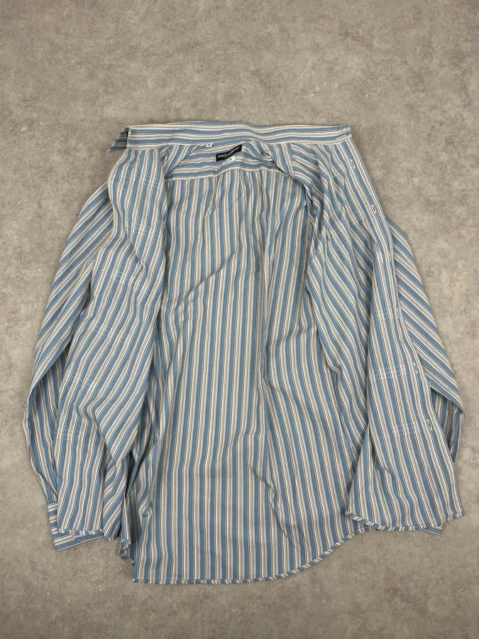 FW2006 Dolce & Gabbana Napoleon Buttoned Blue Lines Shirt fyAoKms 9