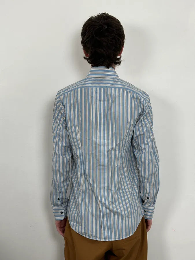 FW2006 Dolce & Gabbana Napoleon Buttoned Blue Lines Shirt fyAoKms 3