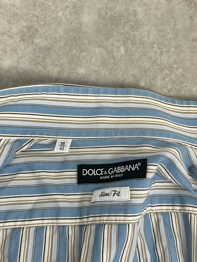 FW2006 Dolce & Gabbana Napoleon Buttoned Blue Lines Shirt fyAoKms 10