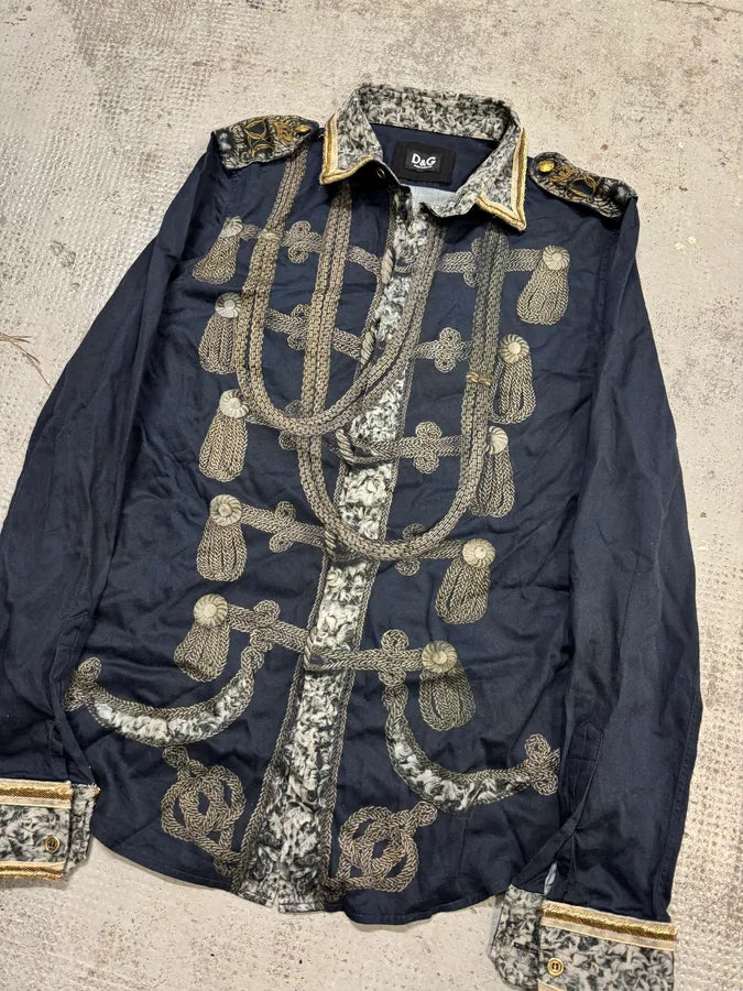 2010s Dolce & Gabbana Naval Officer Trompe L’oeil Shirt hjIPJuq 3