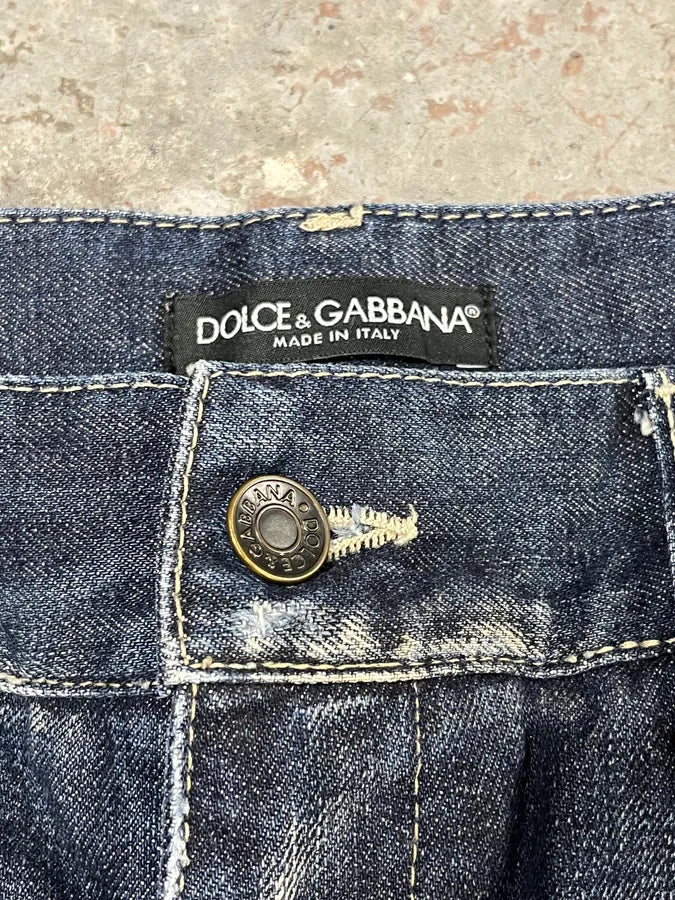 2010s Dolce & Gabbana Navy Brut Denim Jeans XxpDbFm 8