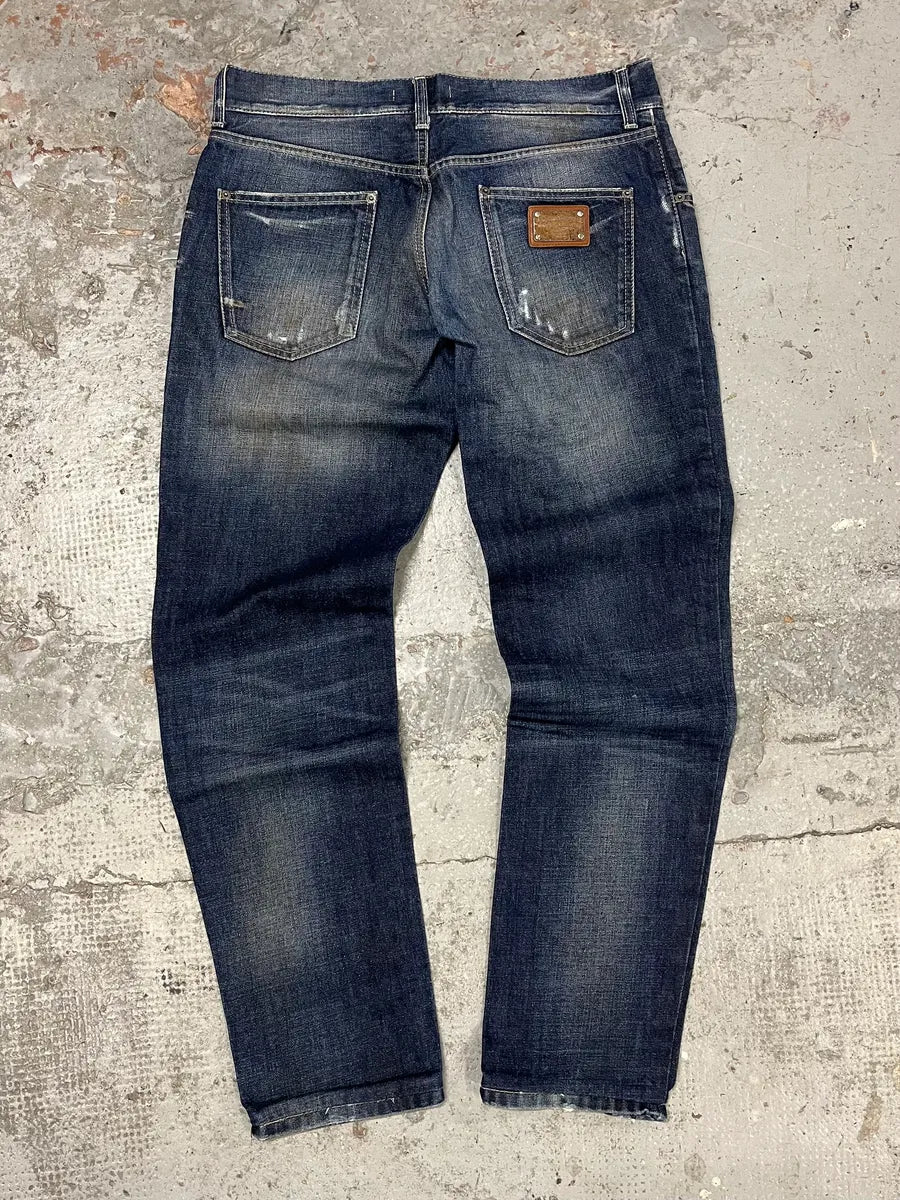 2010s Dolce & Gabbana Navy Brut Denim Jeans XxpDbFm 4