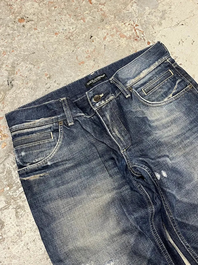2010s Dolce & Gabbana Navy Brut Denim Jeans XxpDbFm 6