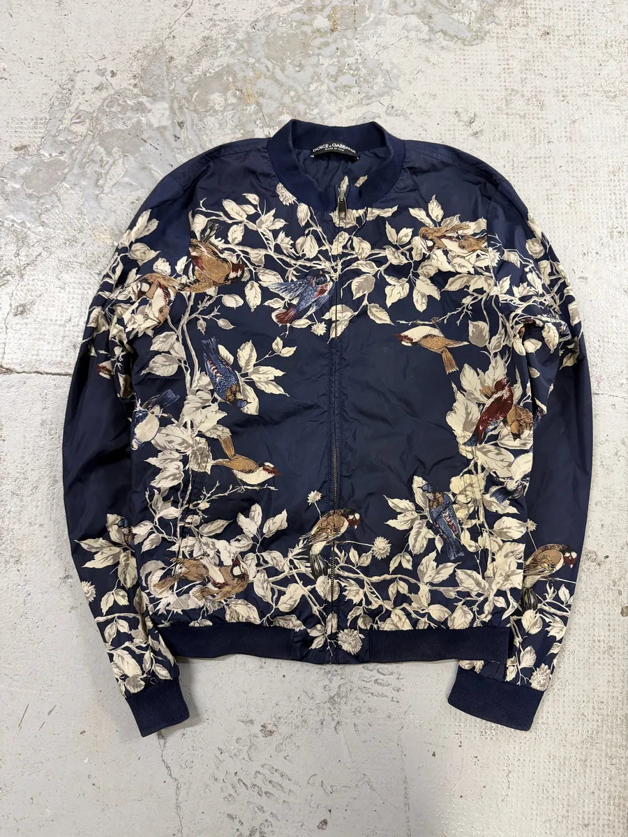 2010s Dolce & Gabbana Navy Floral Light Nylon Windbreaker Jacket  oAdjHKC 0