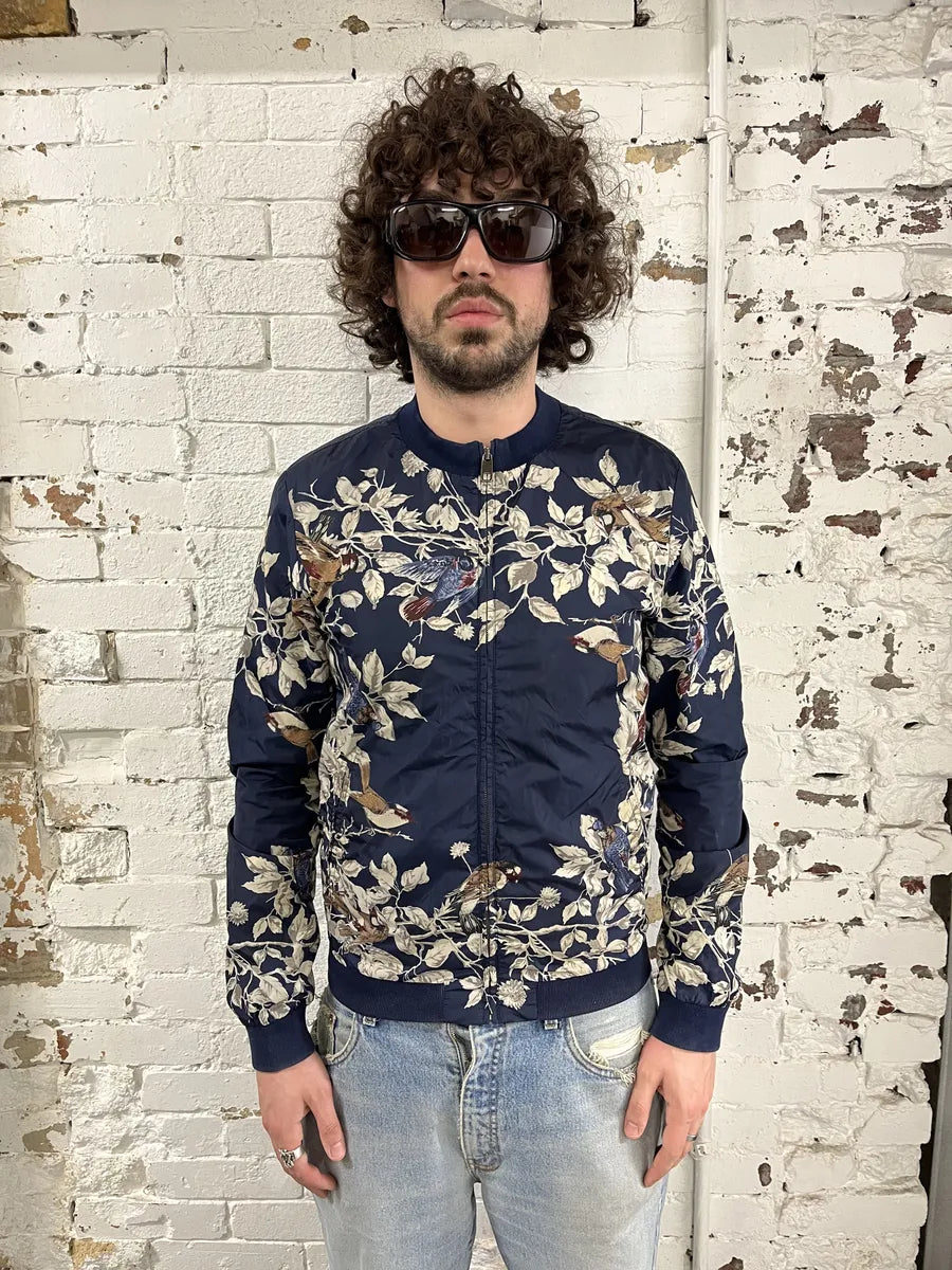 SS2016 Dolce & Gabbana Navy Floral Light Nylon Windbreaker Jacket  oAdjHKC 3