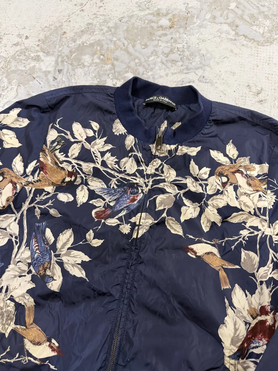 2010s Dolce & Gabbana Navy Floral Light Nylon Windbreaker Jacket  oAdjHKC 4