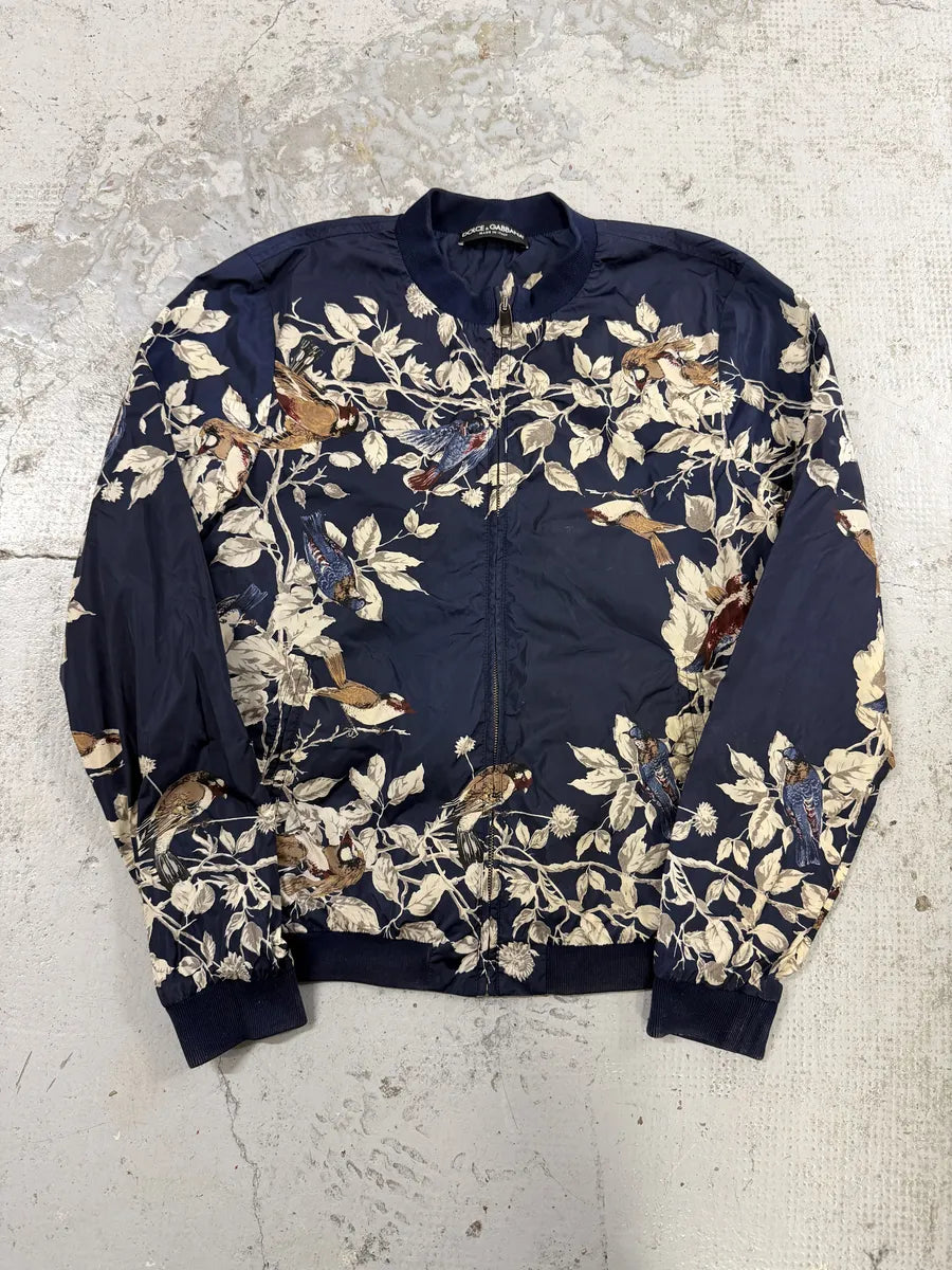 2010s Dolce & Gabbana Navy Floral Light Nylon Windbreaker Jacket  oAdjHKC 5