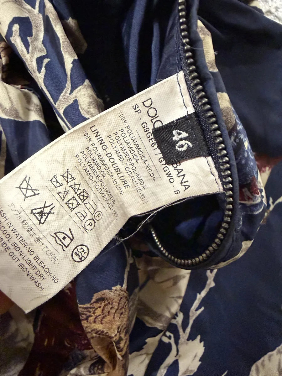 SS2016 Dolce & Gabbana Navy Floral Light Nylon Windbreaker Jacket  oAdjHKC 8