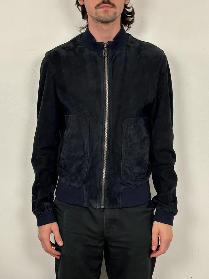 2010s Dolce & Gabbana Navy Leather Bomber Jacket YStHSwM 1