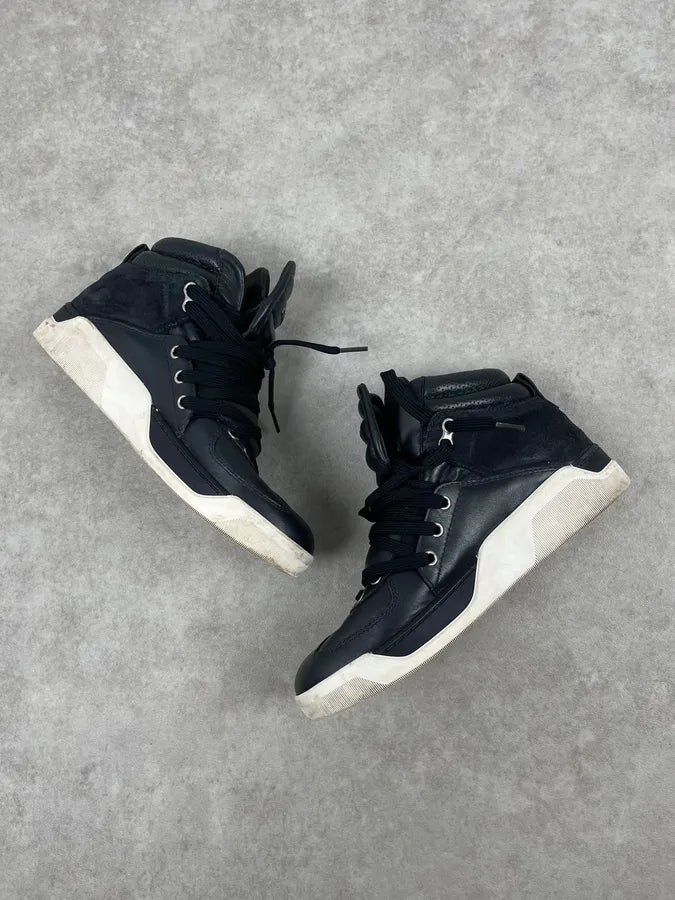 2010s Dolce & Gabbana Navy Leather High-Top Sneakers NWaYeed 1