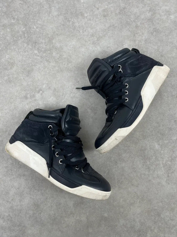 2010s Dolce & Gabbana Navy Leather High-Top Sneakers NWaYeed 4