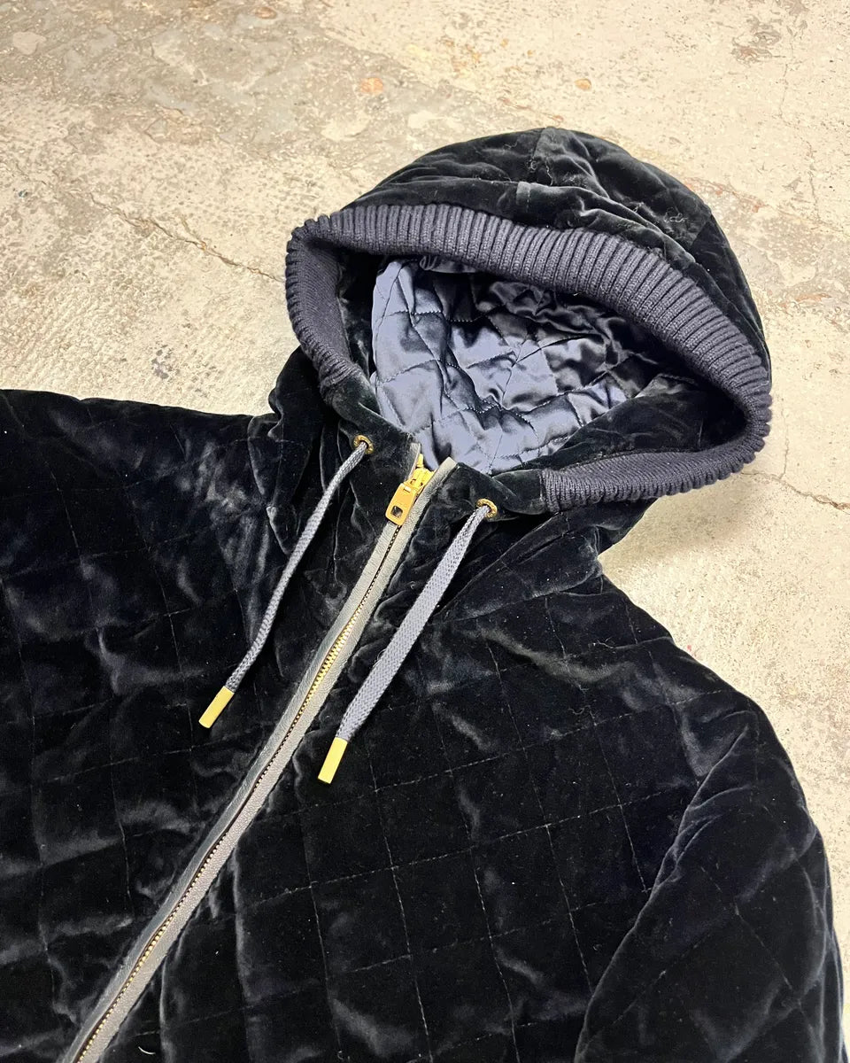 2010s Dolce & Gabbana Navy Velvet Hooded Bomber Jacket  gzMjnQc 4
