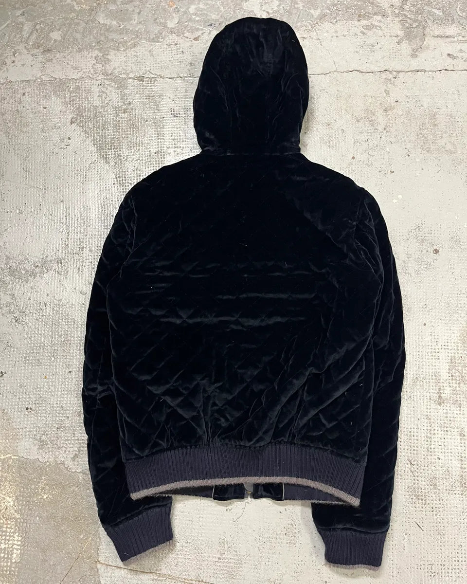 2010s Dolce & Gabbana Navy Velvet Hooded Bomber Jacket  gzMjnQc 6