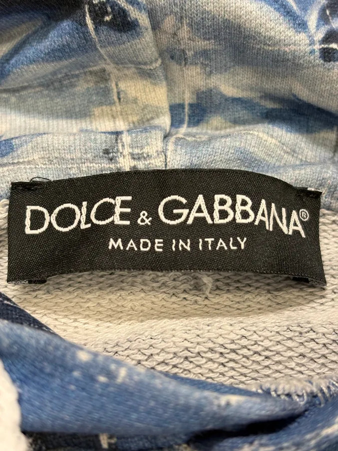2010s Dolce & Gabbana Ocean Blue & White Renaissance Hoodie GdTZAJx 6