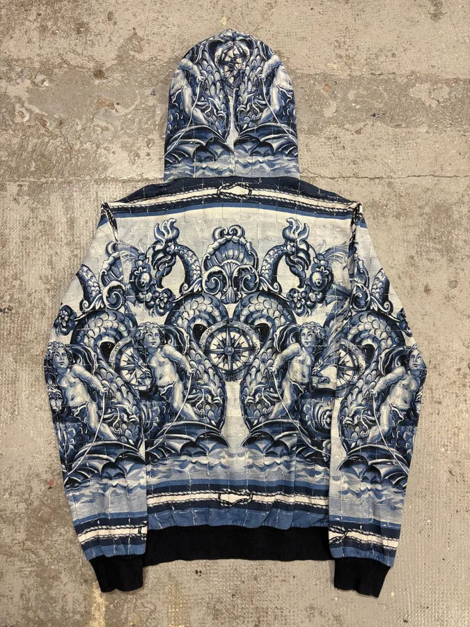 2010s Dolce & Gabbana Ocean Blue & White Renaissance Hoodie GdTZAJx 5