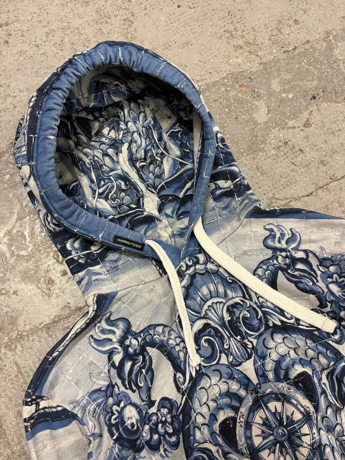 2010s Dolce & Gabbana Ocean Blue & White Renaissance Hoodie GdTZAJx 4