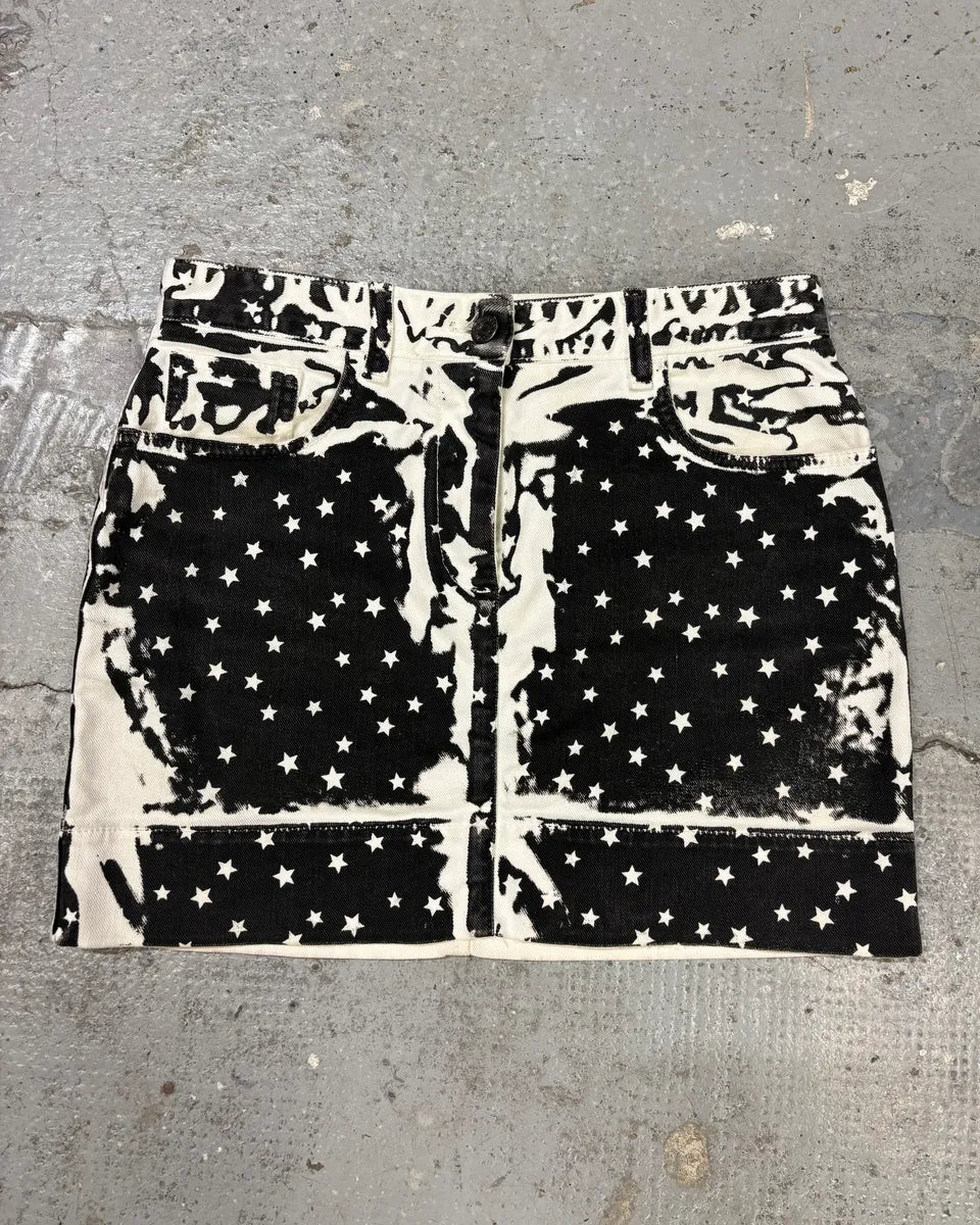 2010s Dolce & Gabbana Overprint Stars Black & White Skirt JFVNMDg 0