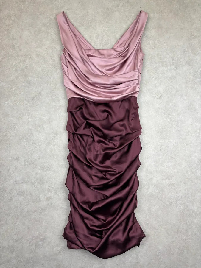 2010s Dolce & Gabbana Pink & Purple Silk Ruched Dress bHUVECu 2
