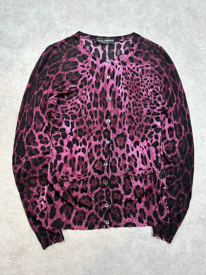 2010s Dolce & Gabbana Purple Viscose Leopard Print Cardigan IgYrRWQ 0