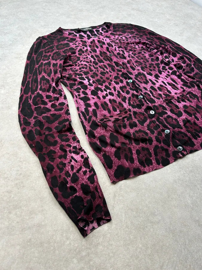 2010s Dolce & Gabbana Purple Viscose Leopard Print Cardigan IgYrRWQ 3