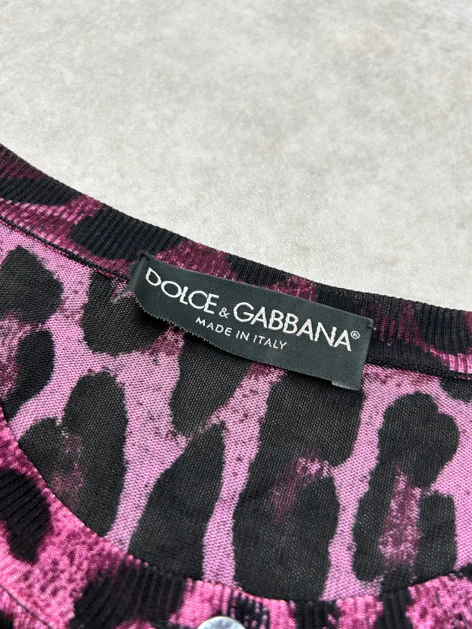 2010s Dolce & Gabbana Purple Viscose Leopard Print Cardigan IgYrRWQ 4